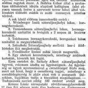 Részlet a :„A dunántúli zsidóüldözések aktáiból.” c. cikkből (Forrás: Egyenlőség, 1919. 09. 25., 3. o.)
